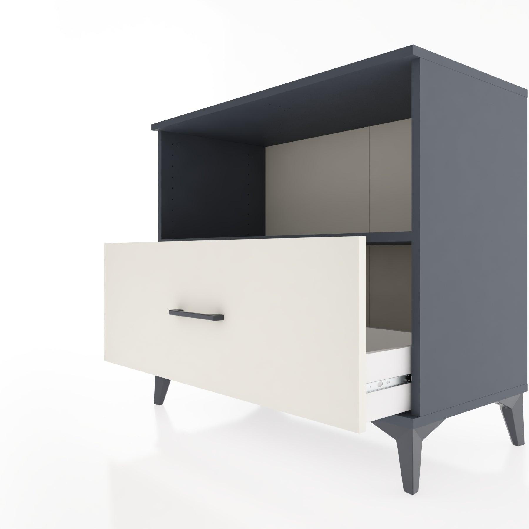 Woodntry Modüler Şifonyer Antrasit 88x44x68 cm Çekmeceli ve Raflı CR53-2