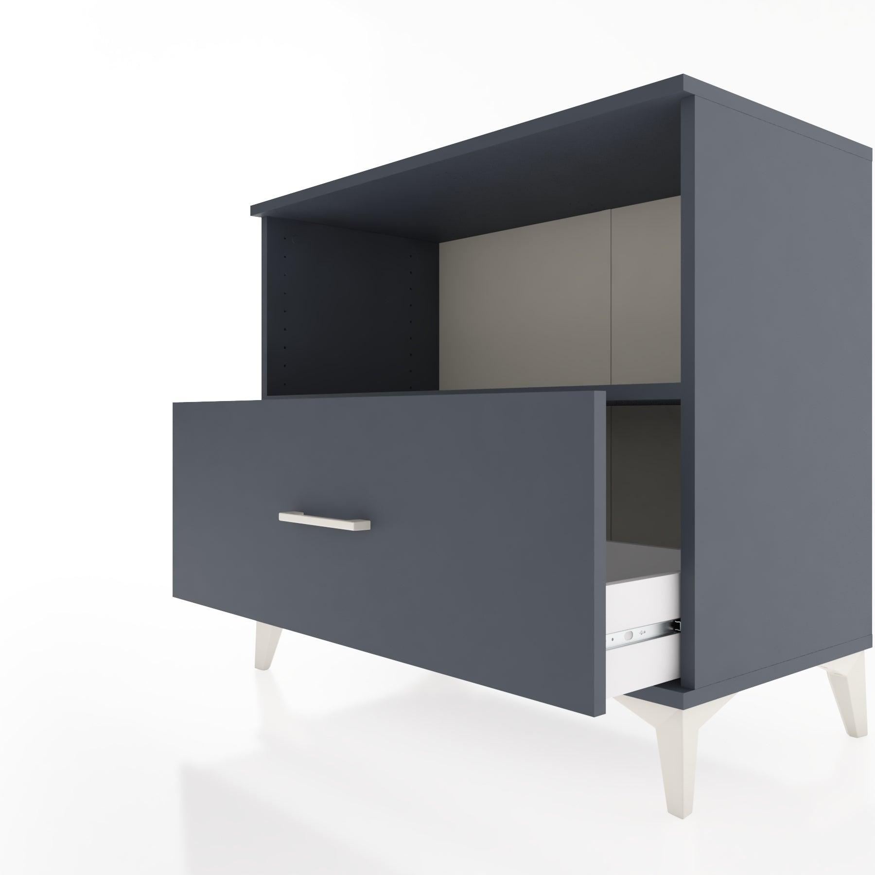 Woodntry Modüler Şifonyer Antrasit 88x44x68 cm Çekmeceli ve Raflı CR53-2