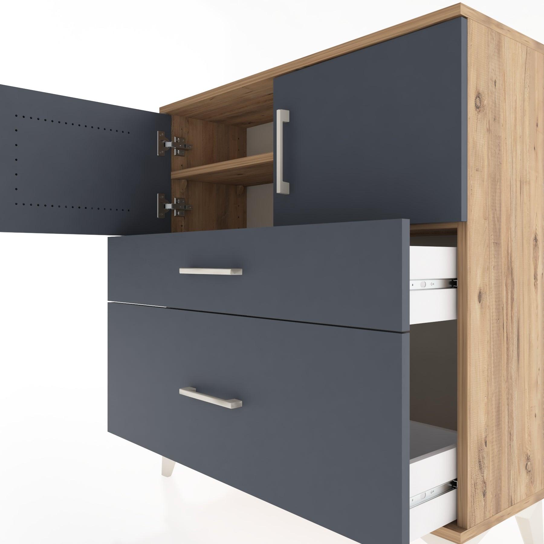 Woodntry Modular Dresser Pine 88x30x84 cm with Cover and Drawer KC53-3