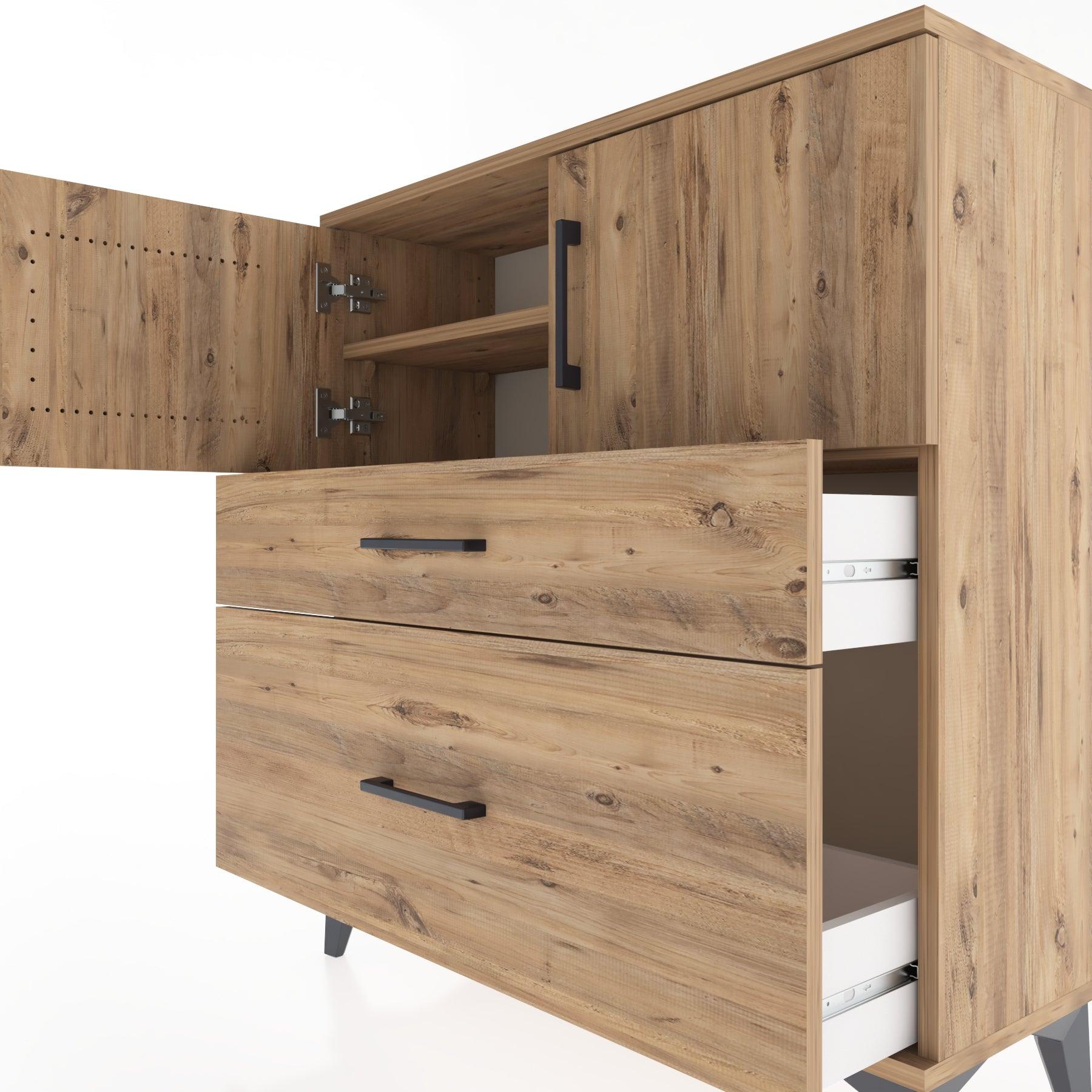 Woodntry Modular Dresser Pine 88x30x84 cm with Cover and Drawer KC53-3