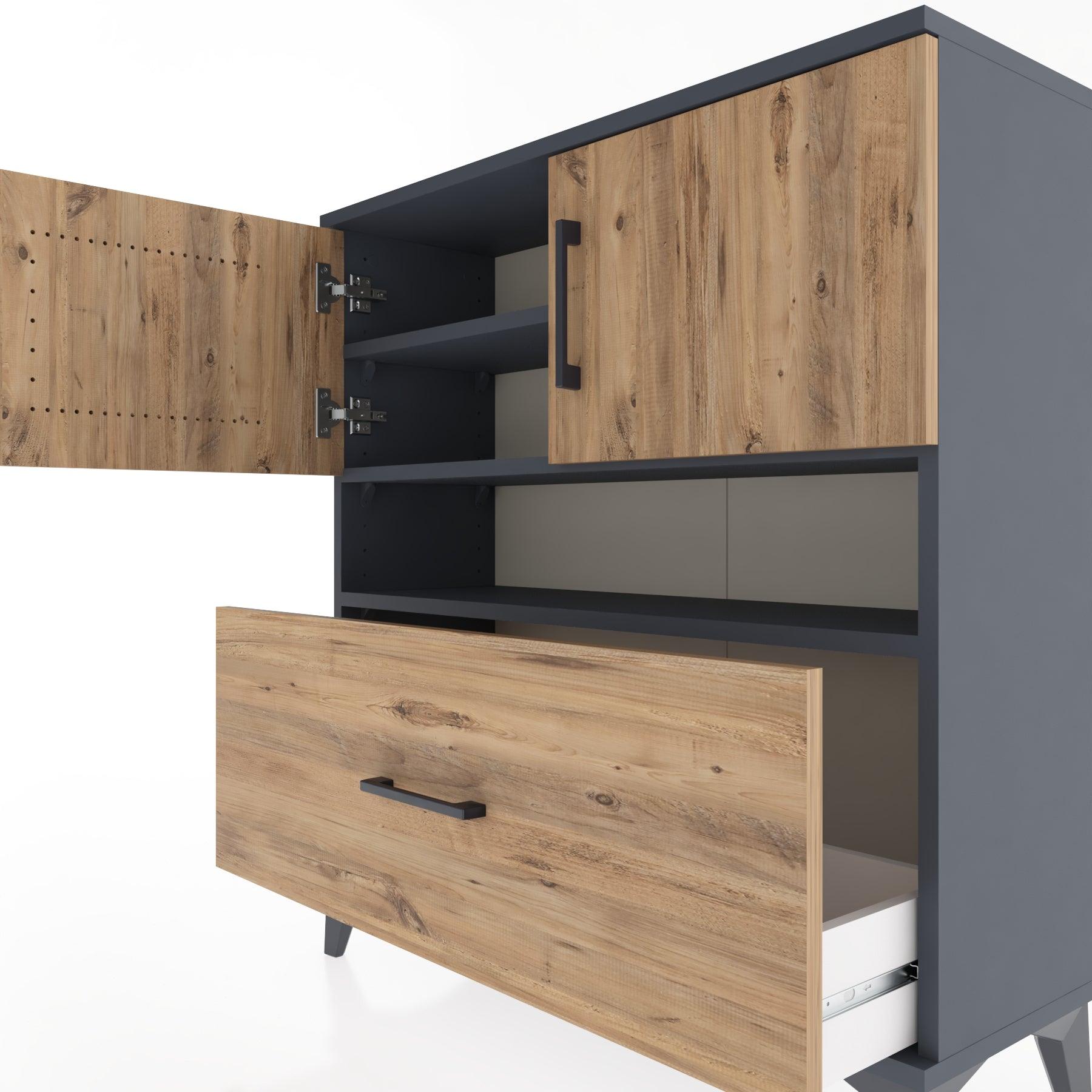 Woodntry Modular Dresser Anthracite 88x30x84 cm Functional F54-2