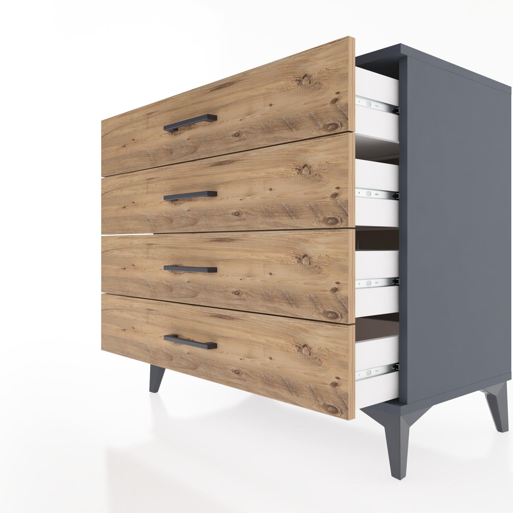 Woodntry Modüler Şifonyer Antrasit 88x44x68 cm Çekmeceli C54-2