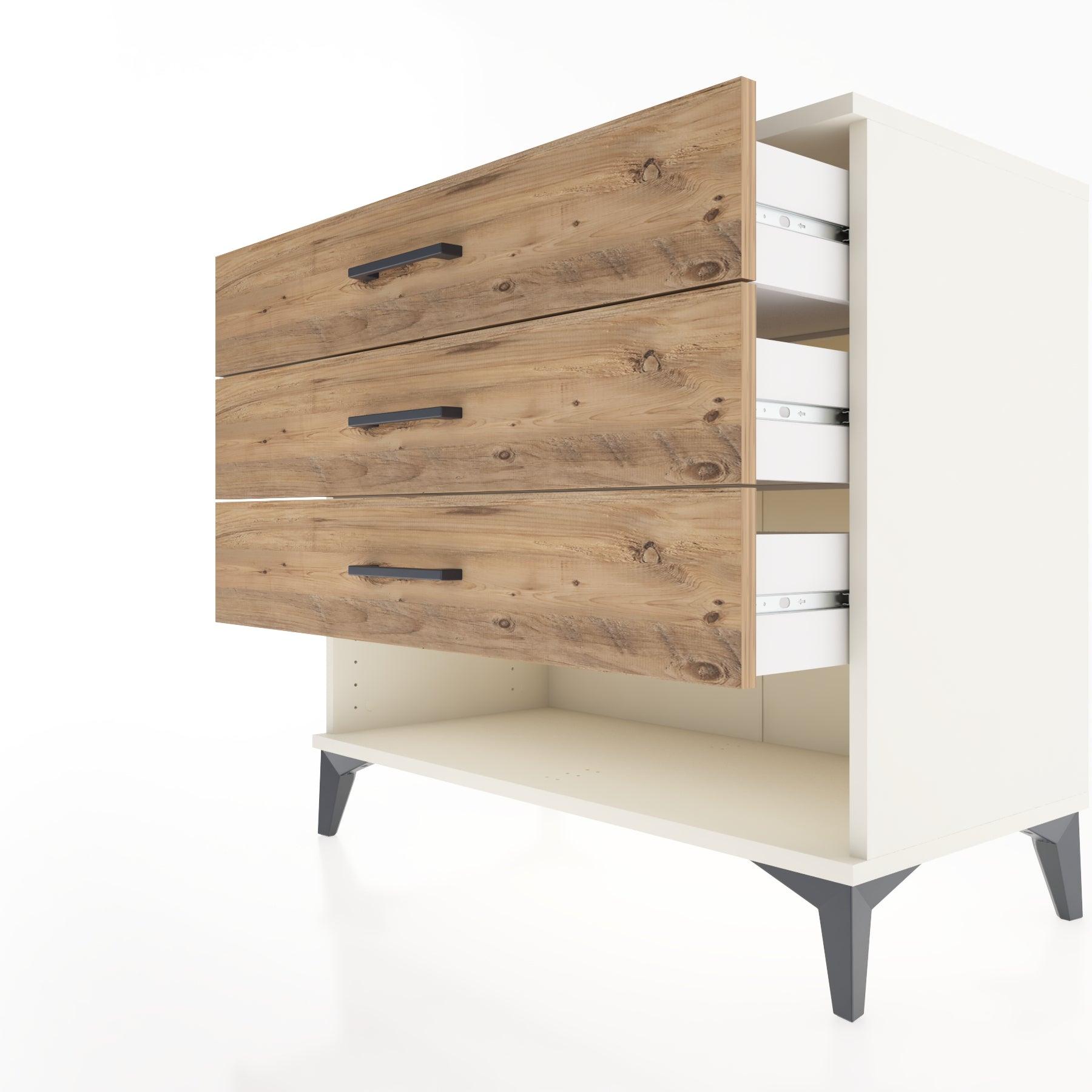 Woodntry Modüler Şifonyer Aytaşı 88x44x68 cm Çekmeceli ve Raflı CR55-1