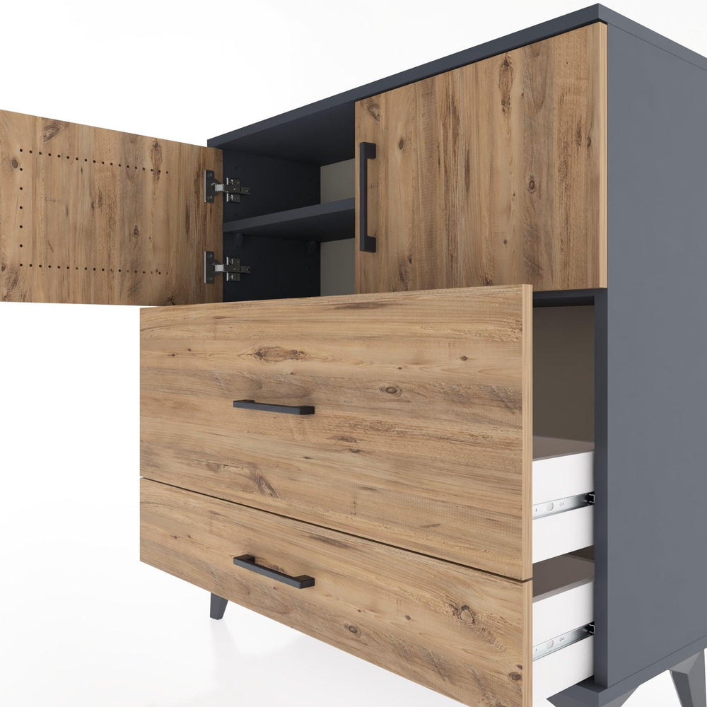 Woodntry Modular Dresser Anthracite 88x30x84 cm with Cover and Drawer KC55-2