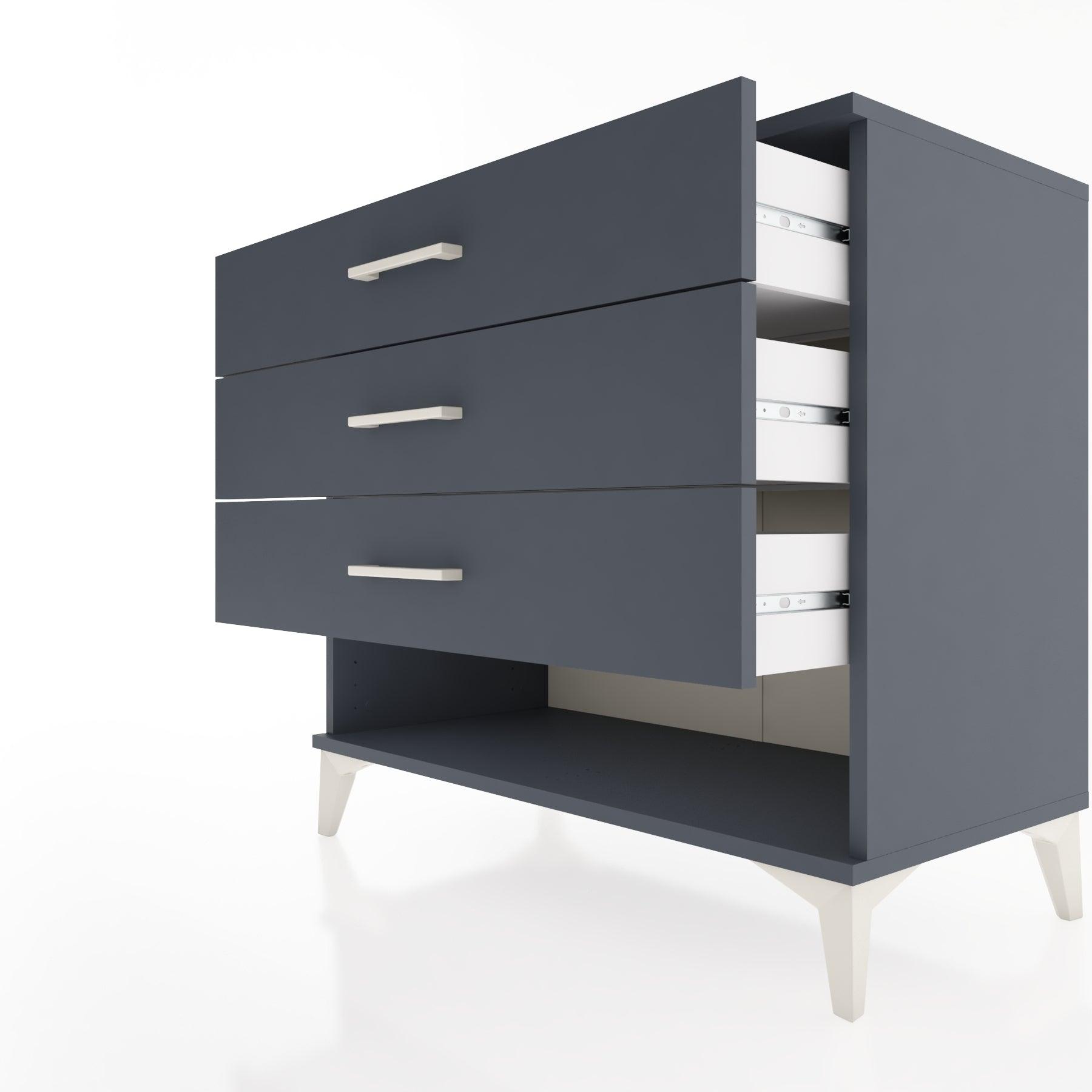 Woodntry Modüler Şifonyer Antrasit 88x44x68 cm Çekmeceli ve Raflı CR55-2