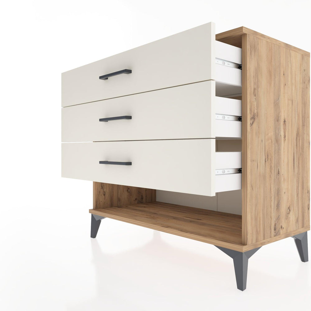 Woodntry Modüler Şifonyer Çam 88x44x68 cm Çekmeceli ve Raflı CR55-3