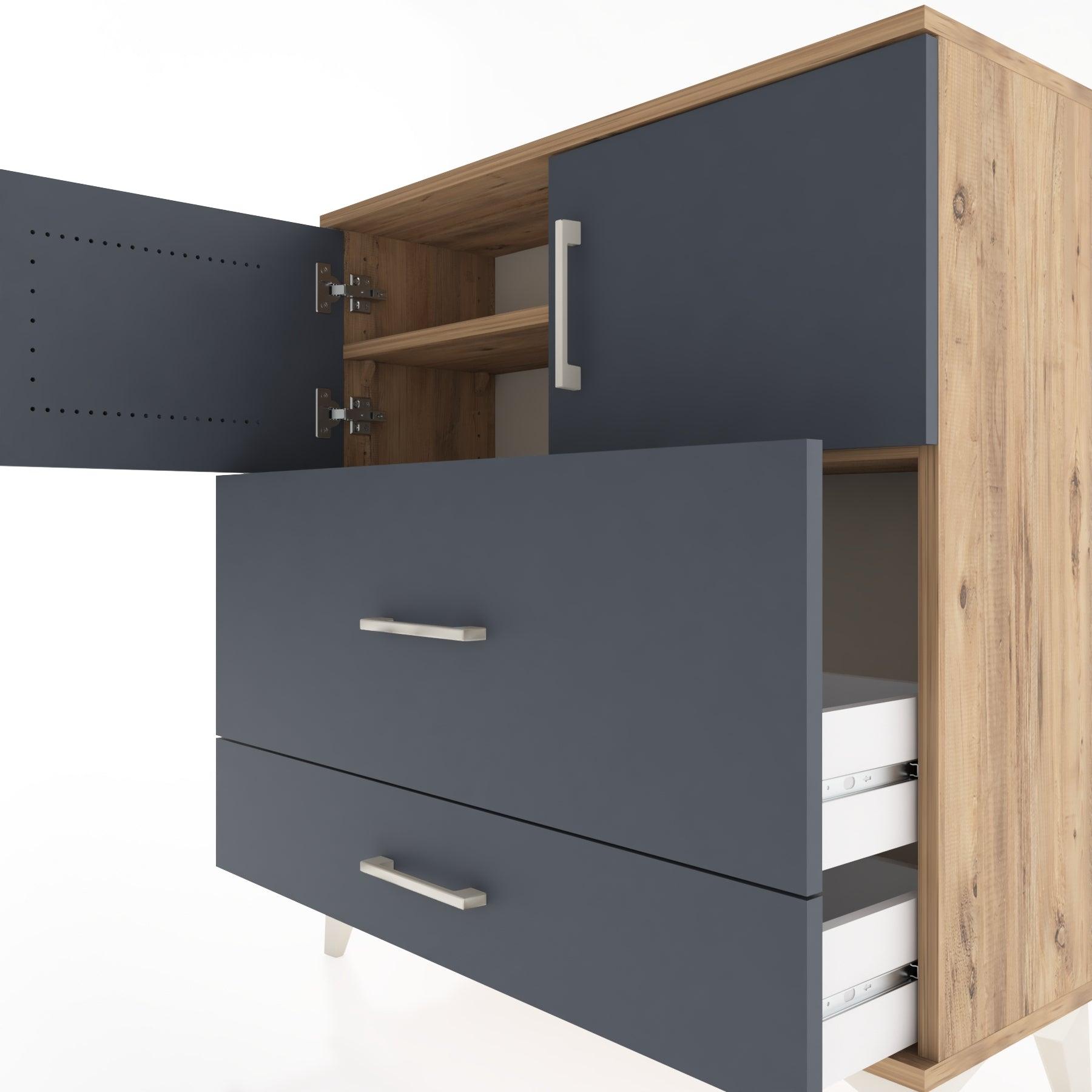 Woodntry Modular Dresser Pine 88x30x84 cm with Cover and Drawer KC55-3