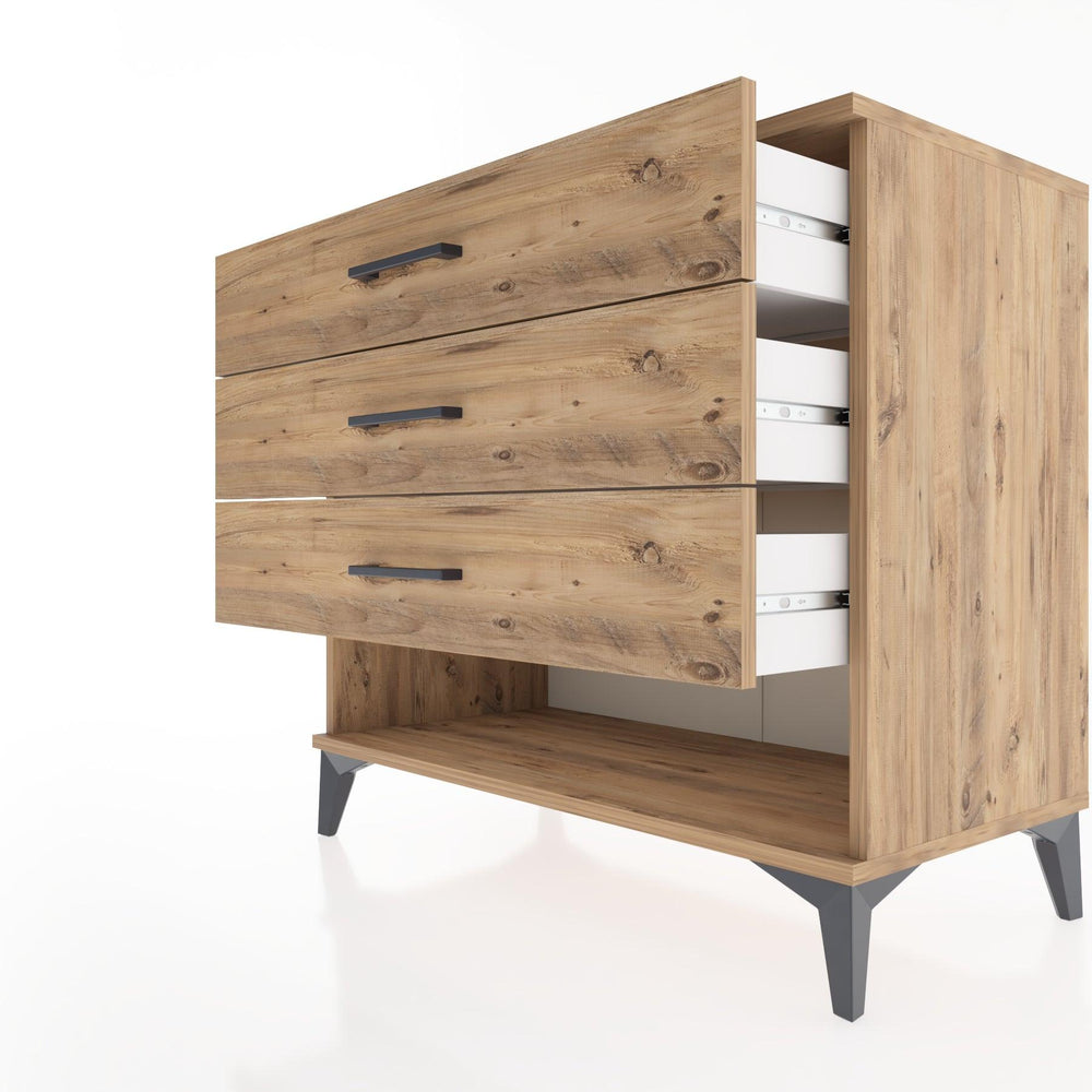 Woodntry Modüler Şifonyer Çam 88x44x68 cm Çekmeceli ve Raflı CR55-3