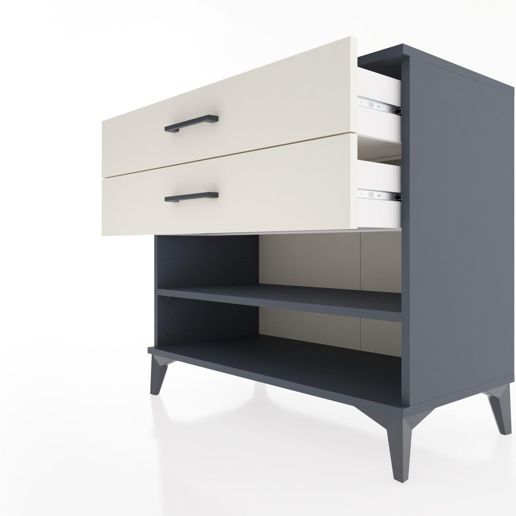 Woodntry Modüler Şifonyer Antrasit 88x44x68 cm Çekmeceli ve Raflı CR56-2