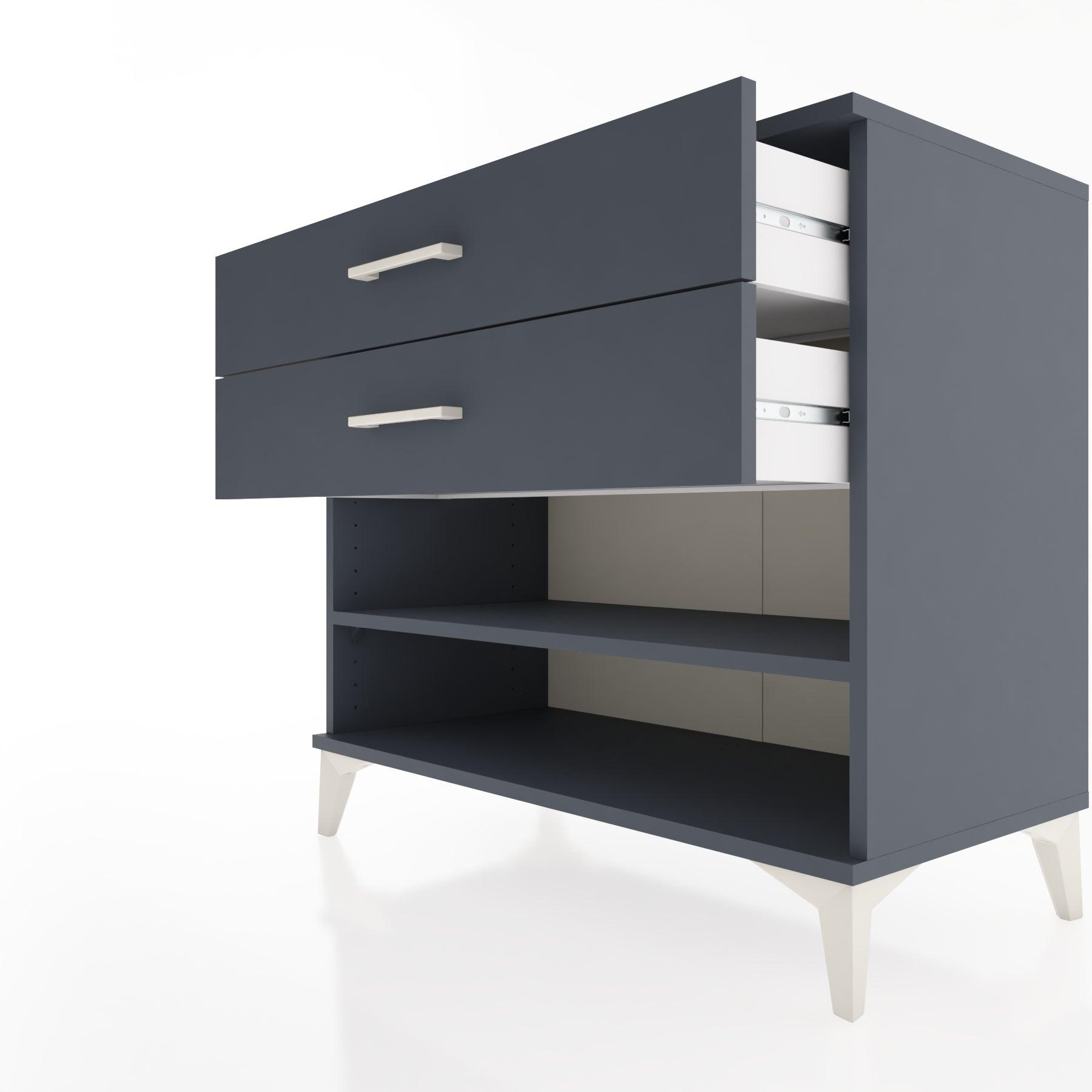 Woodntry Modüler Şifonyer Antrasit 88x44x68 cm Çekmeceli ve Raflı CR56-2