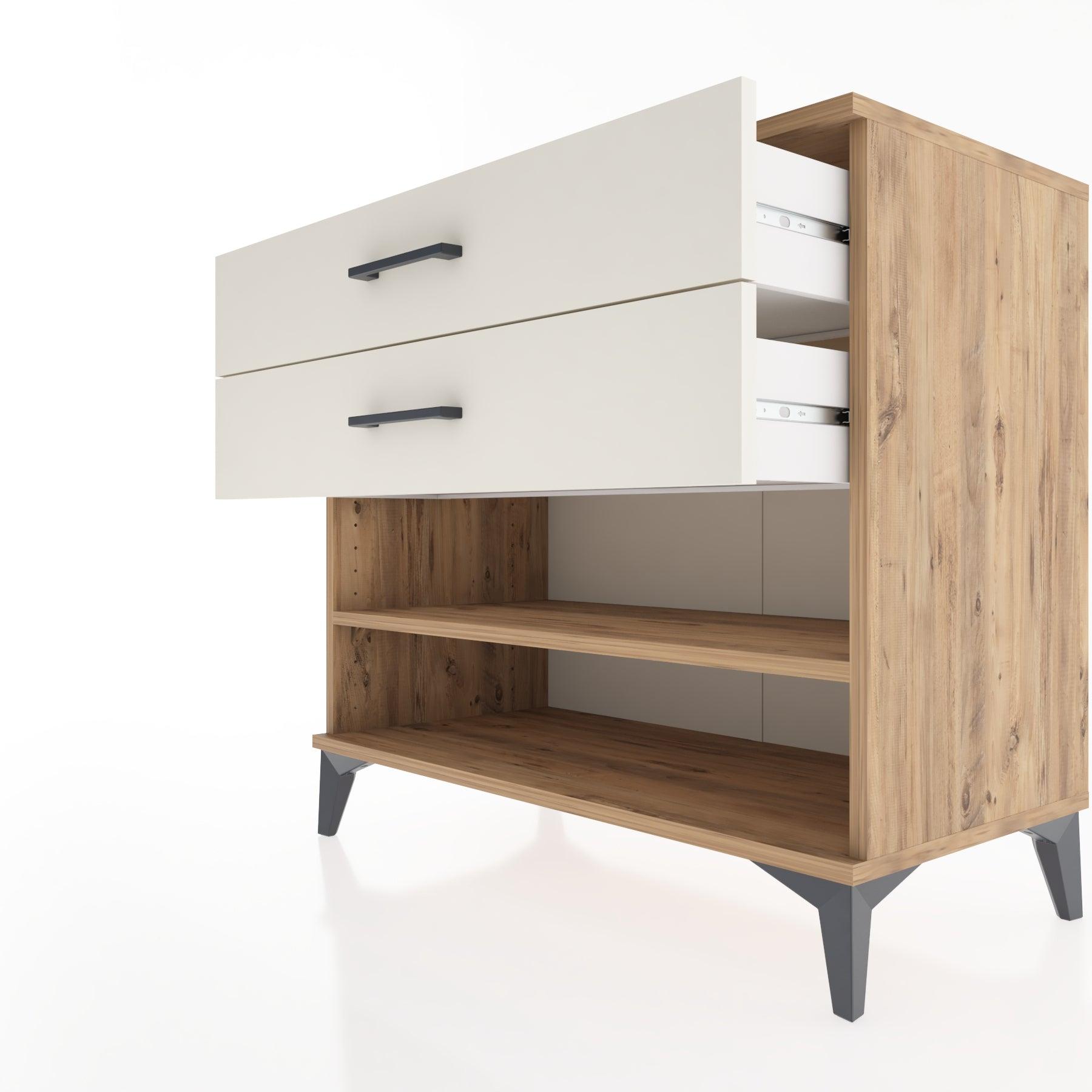 Woodntry Modüler Şifonyer Çam 88x44x68 cm Çekmeceli ve Raflı CR56-3