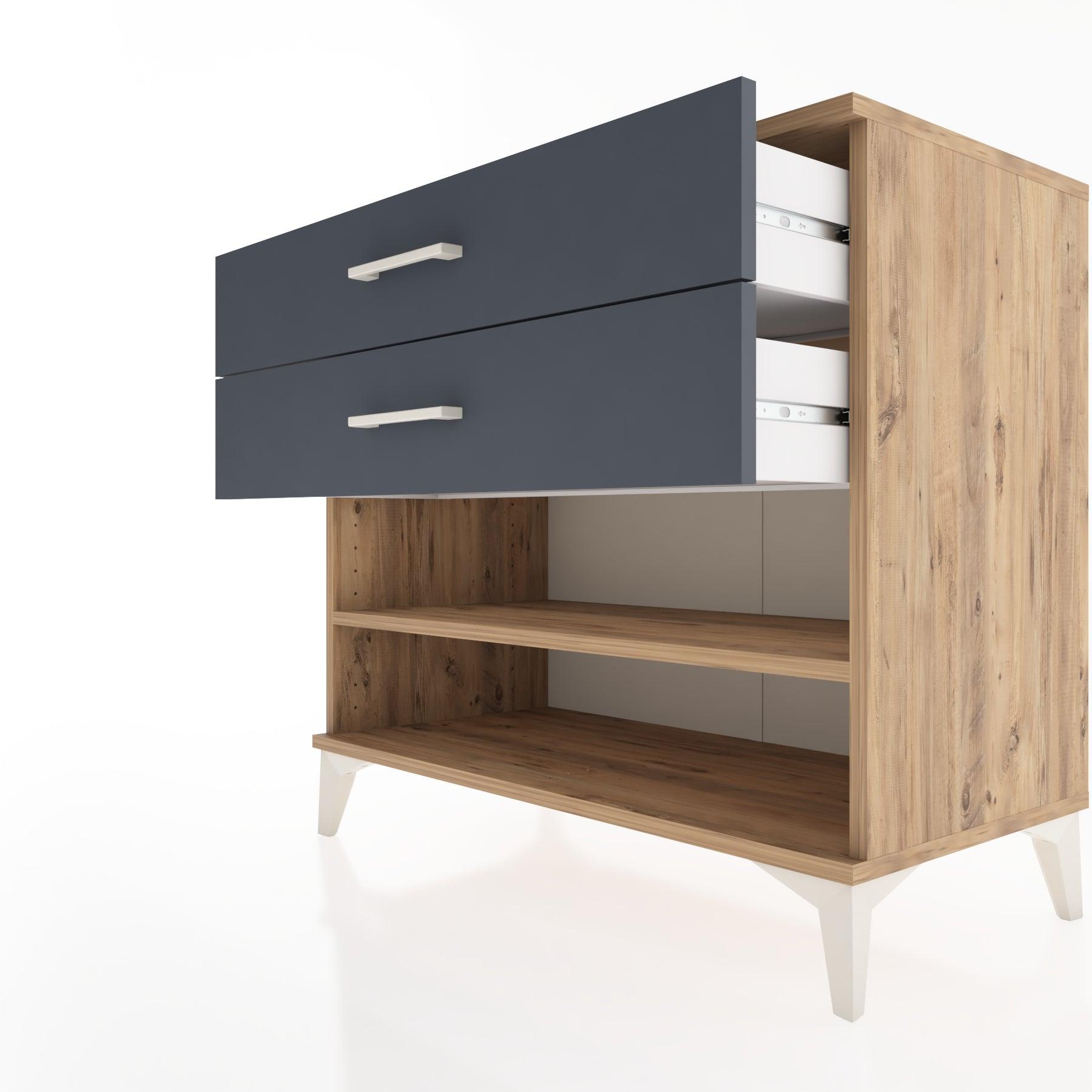 Woodntry Modüler Şifonyer Çam 88x44x68 cm Çekmeceli ve Raflı CR56-3