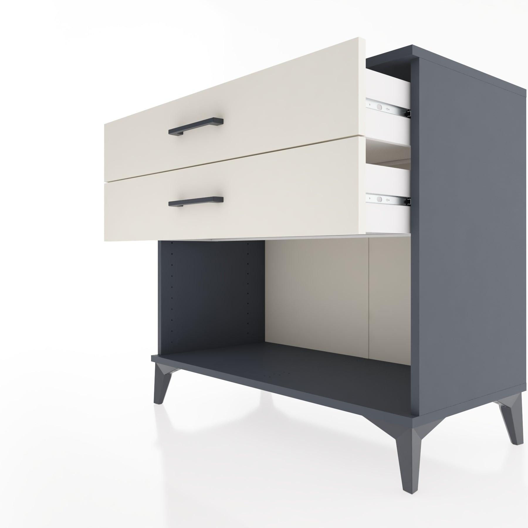 Woodntry Modüler Şifonyer Antrasit 88x44x68 cm Çekmeceli ve Raflı CR57-2