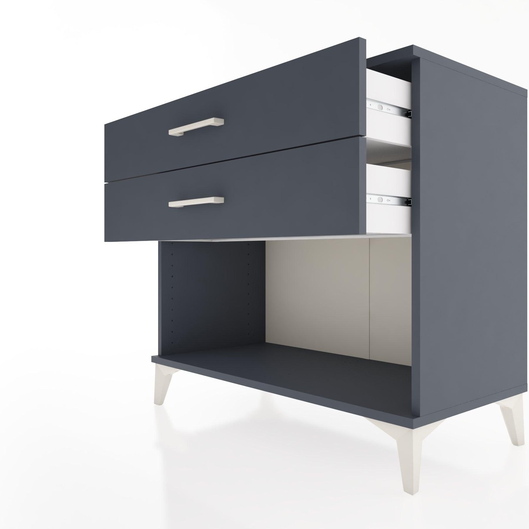 Woodntry Modüler Şifonyer Antrasit 88x44x68 cm Çekmeceli ve Raflı CR57-2