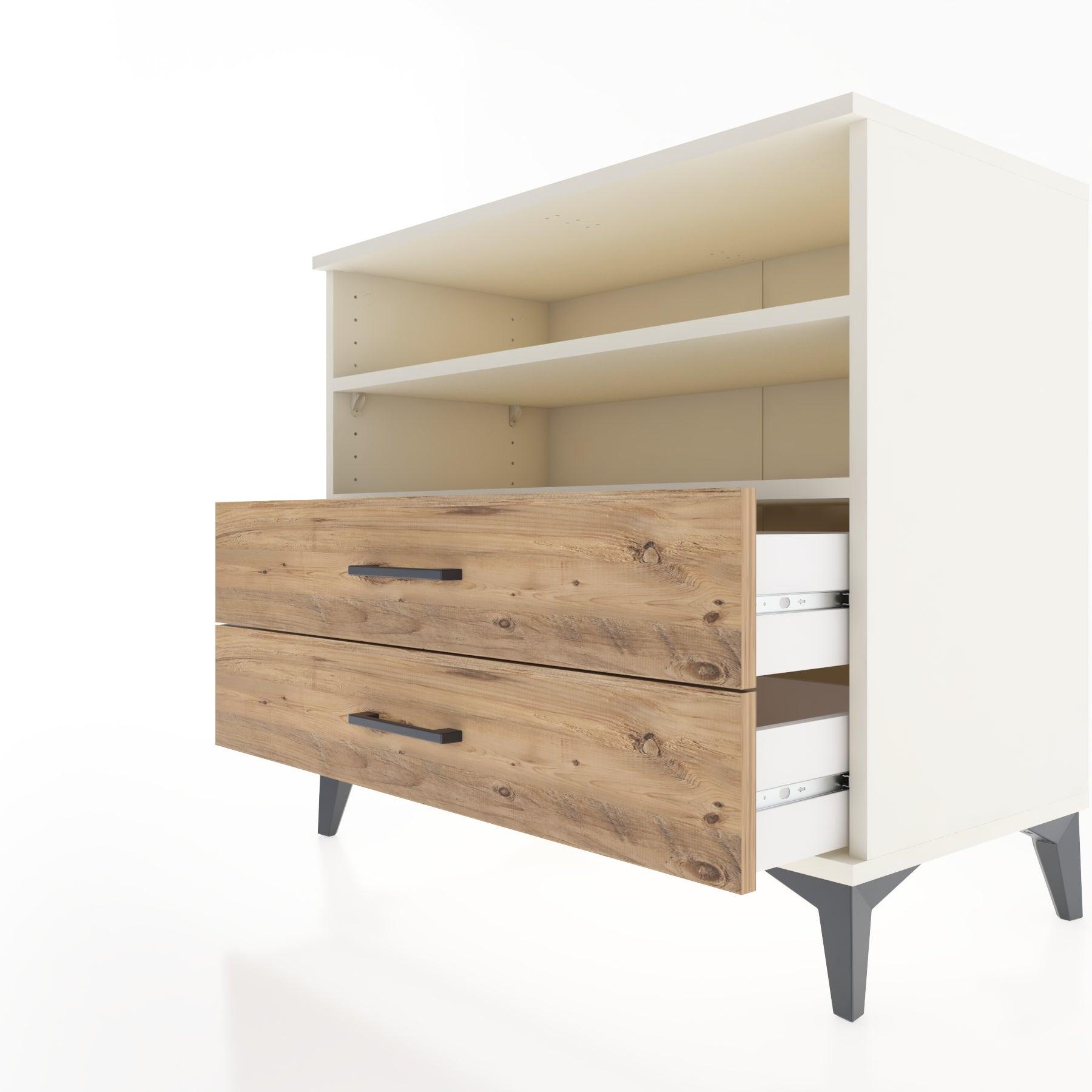 Woodntry Modüler Şifonyer Aytaşı 88x44x68 cm Çekmeceli ve Raflı CR58-1