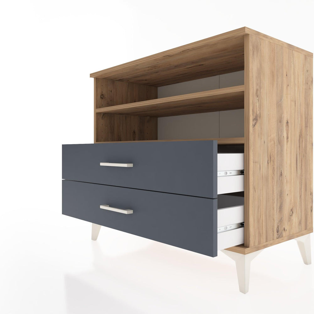 Woodntry Modüler Şifonyer Çam 88x44x68 cm Çekmeceli ve Raflı CR58-3