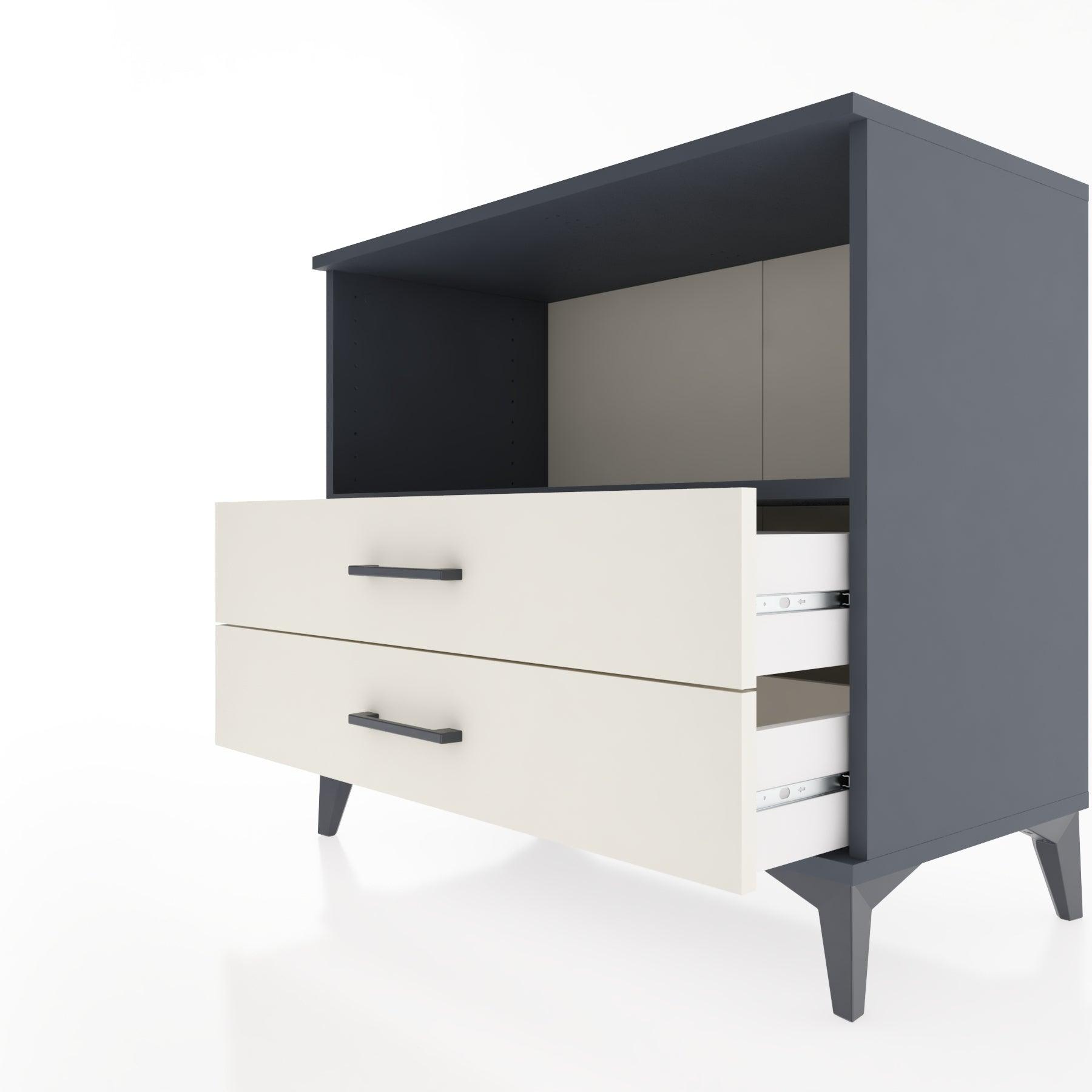 Woodntry Modüler Şifonyer Antrasit 88x44x68 cm Çekmeceli ve Raflı CR59-2