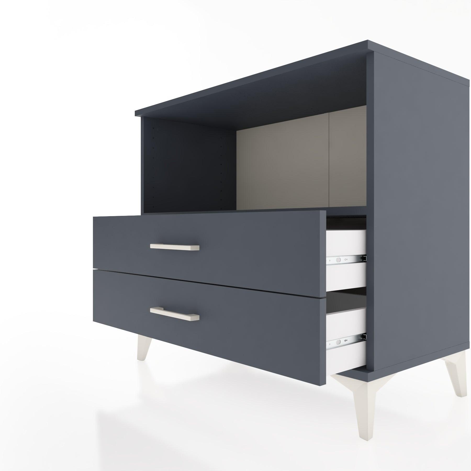Woodntry Modüler Şifonyer Antrasit 88x44x68 cm Çekmeceli ve Raflı CR59-2