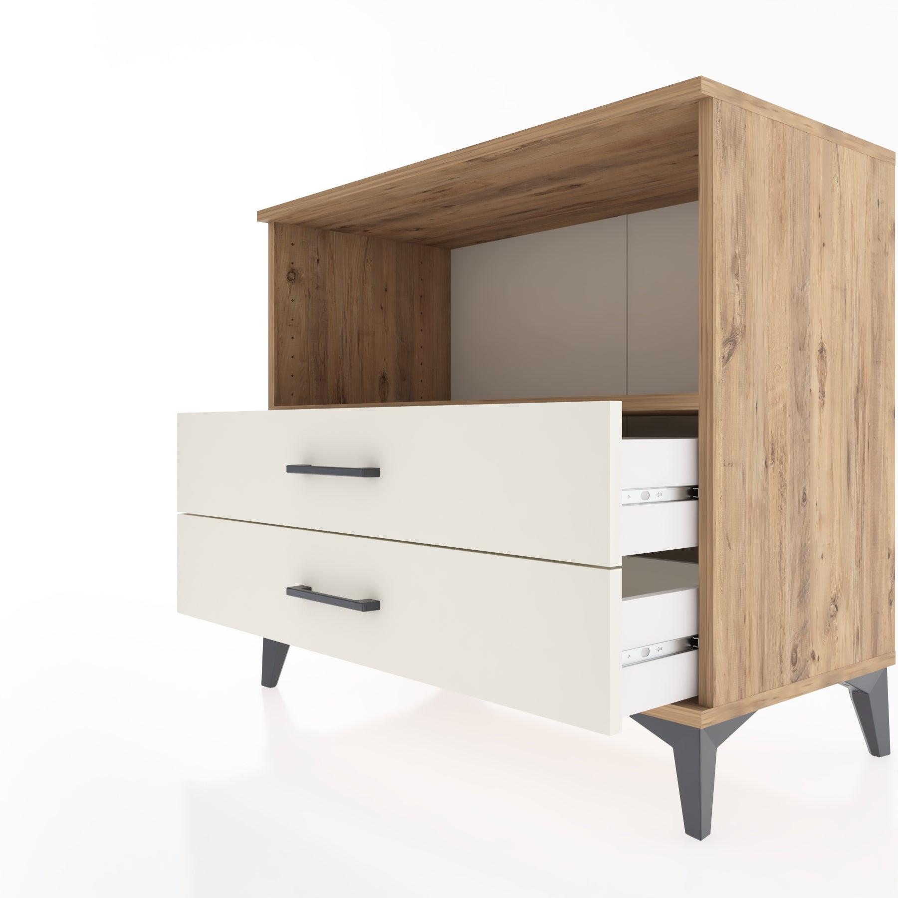 Woodntry Modüler Şifonyer Çam 88x44x68 cm Çekmeceli ve Raflı CR59-3