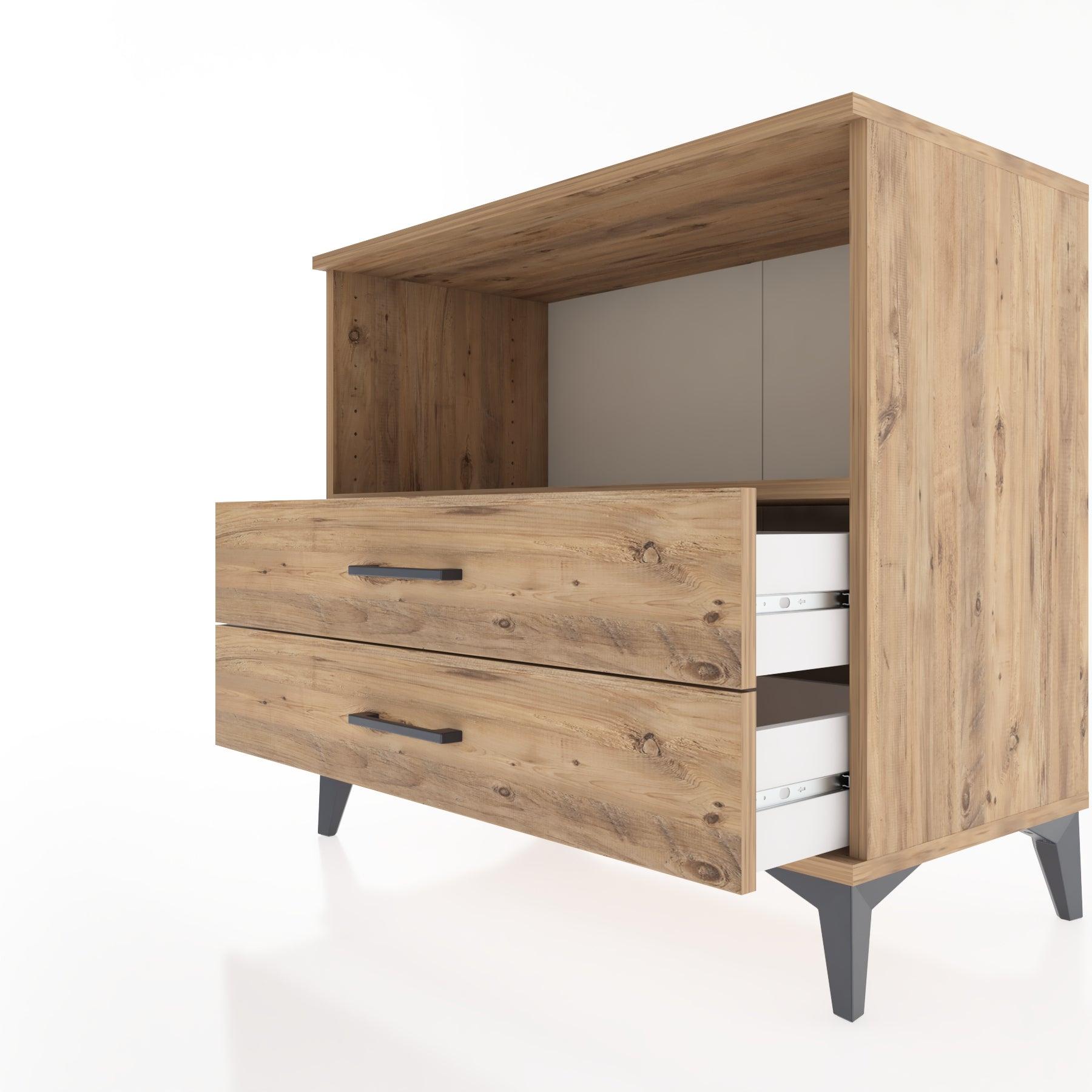 Woodntry Modüler Şifonyer Çam 88x44x68 cm Çekmeceli ve Raflı CR59-3