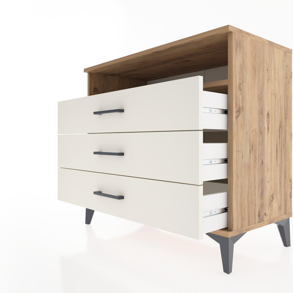 Woodntry Modüler Şifonyer Çam 88x44x68 cm Çekmeceli ve Raflı CR60-3