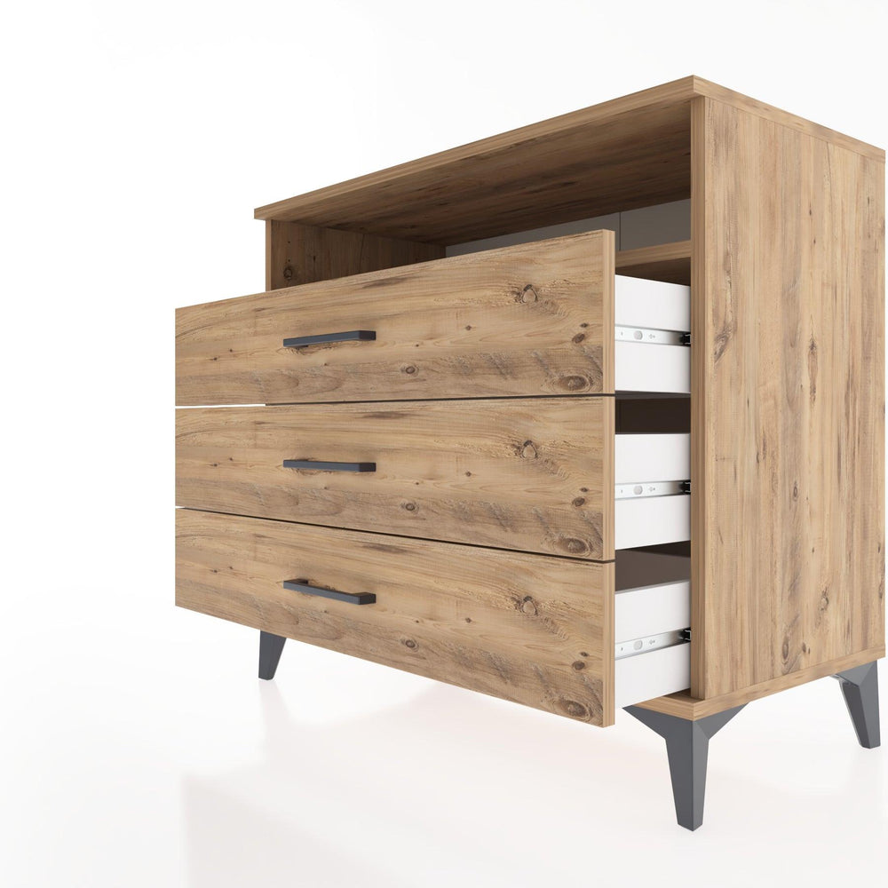 Woodntry Modüler Şifonyer Çam 88x44x68 cm Çekmeceli ve Raflı CR60-3