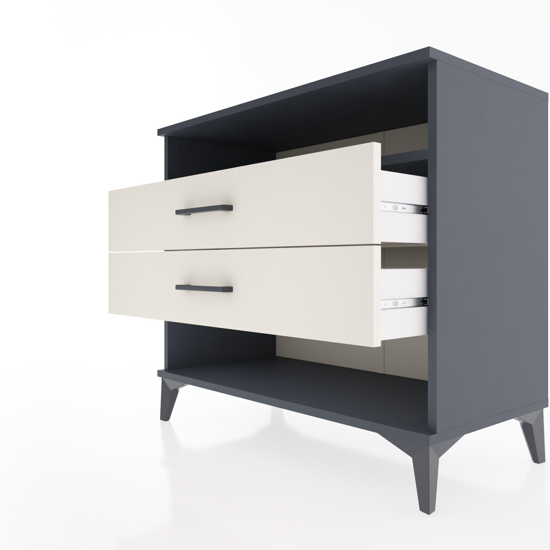 Woodntry Modüler Şifonyer Antrasit 88x44x68 cm Çekmeceli ve Raflı CR61-2
