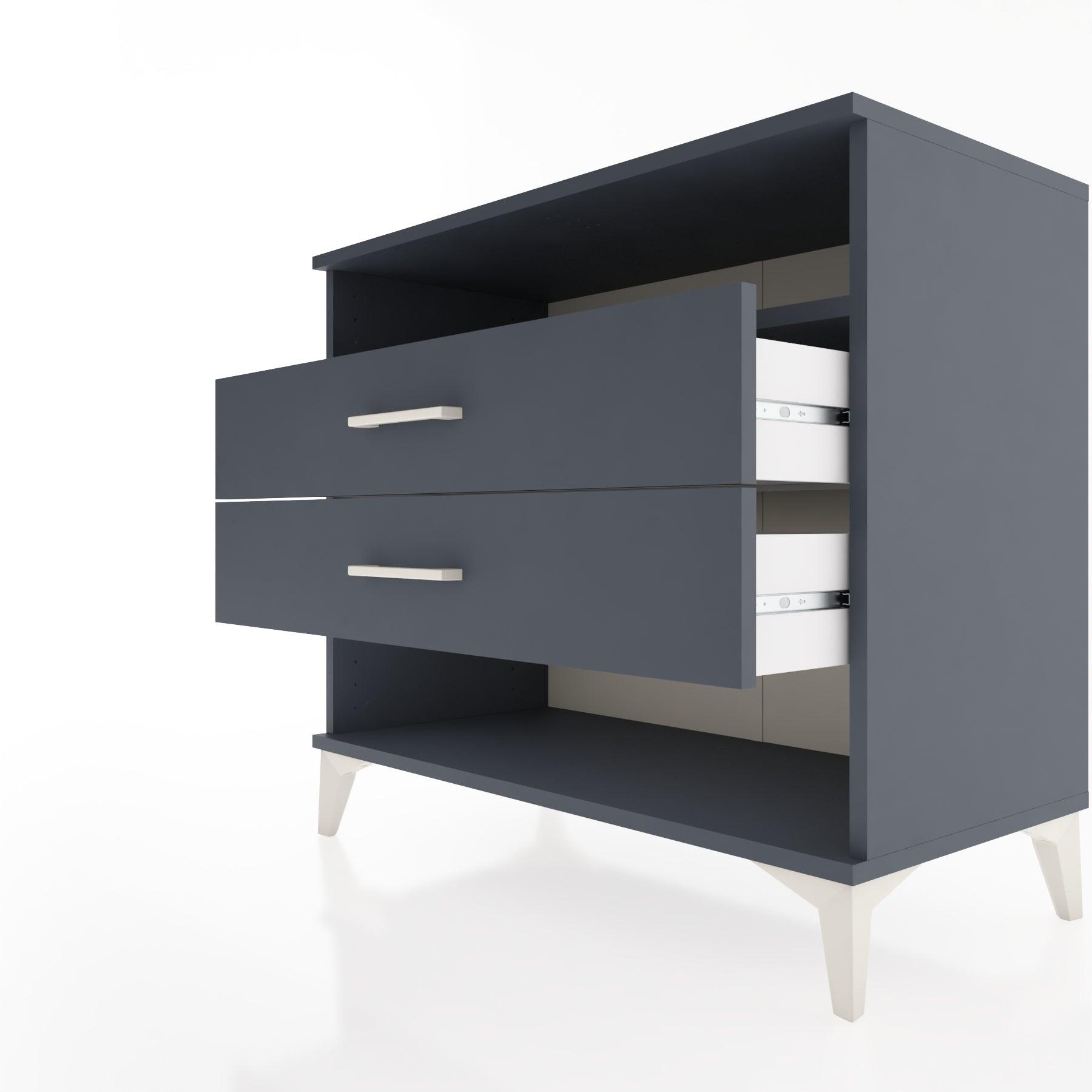 Woodntry Modüler Şifonyer Antrasit 88x44x68 cm Çekmeceli ve Raflı CR61-2