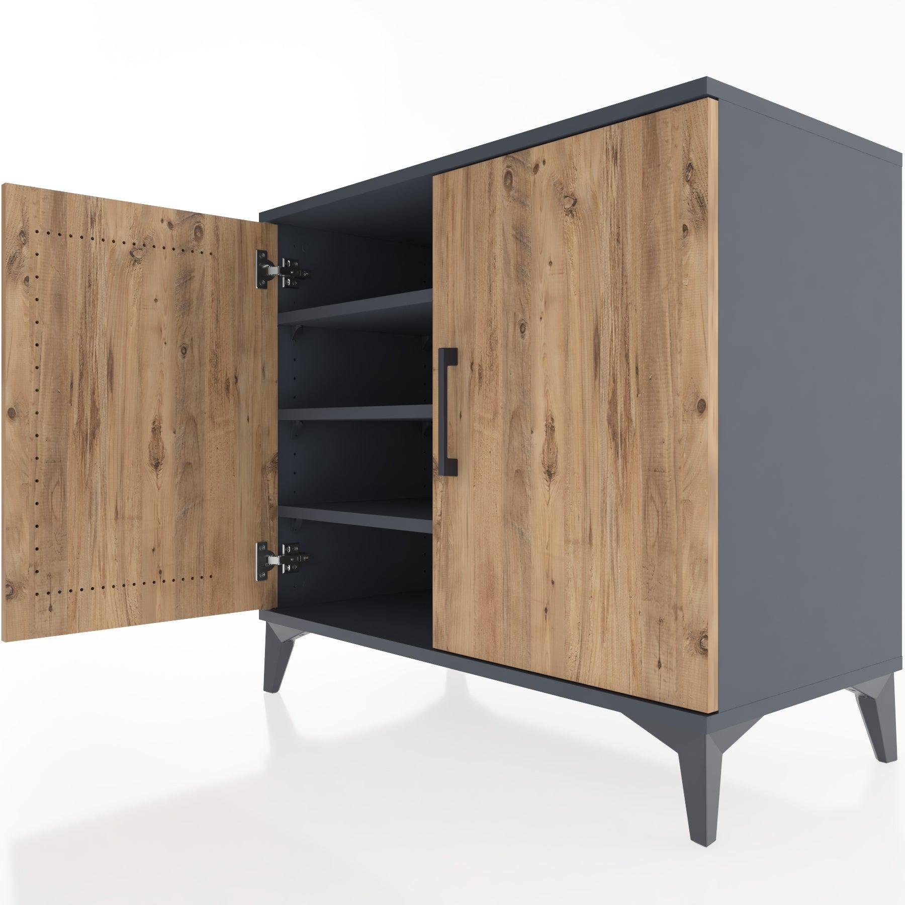 Woodntry Modüler Şifonyer Antrasit 88x44x68 cm Kapaklı K62-2