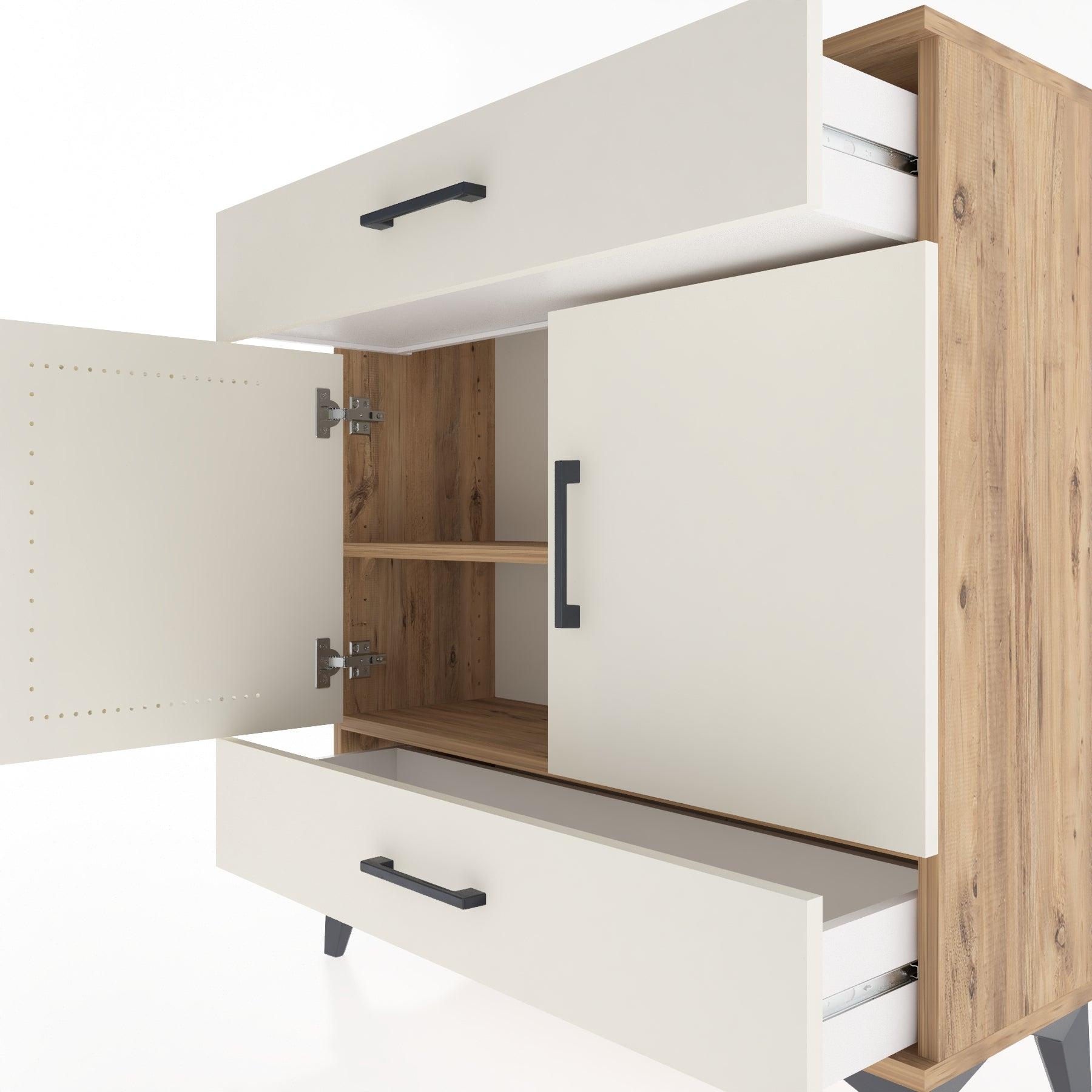 Woodntry Modular Dresser Pine 88x30x84 cm with Cover and Drawer KC64-3