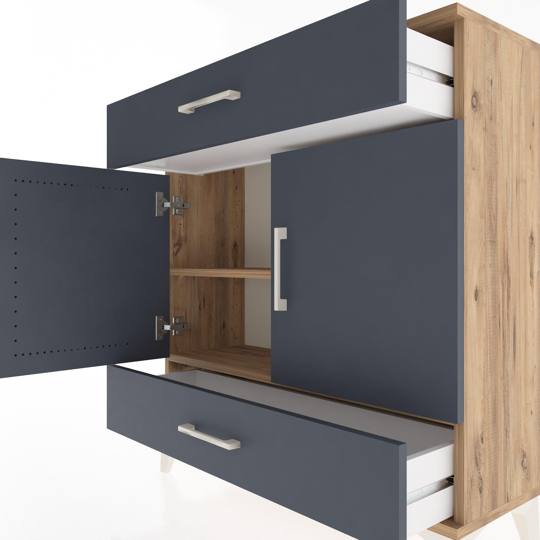 Woodntry Modular Dresser Pine 88x30x84 cm with Cover and Drawer KC64-3