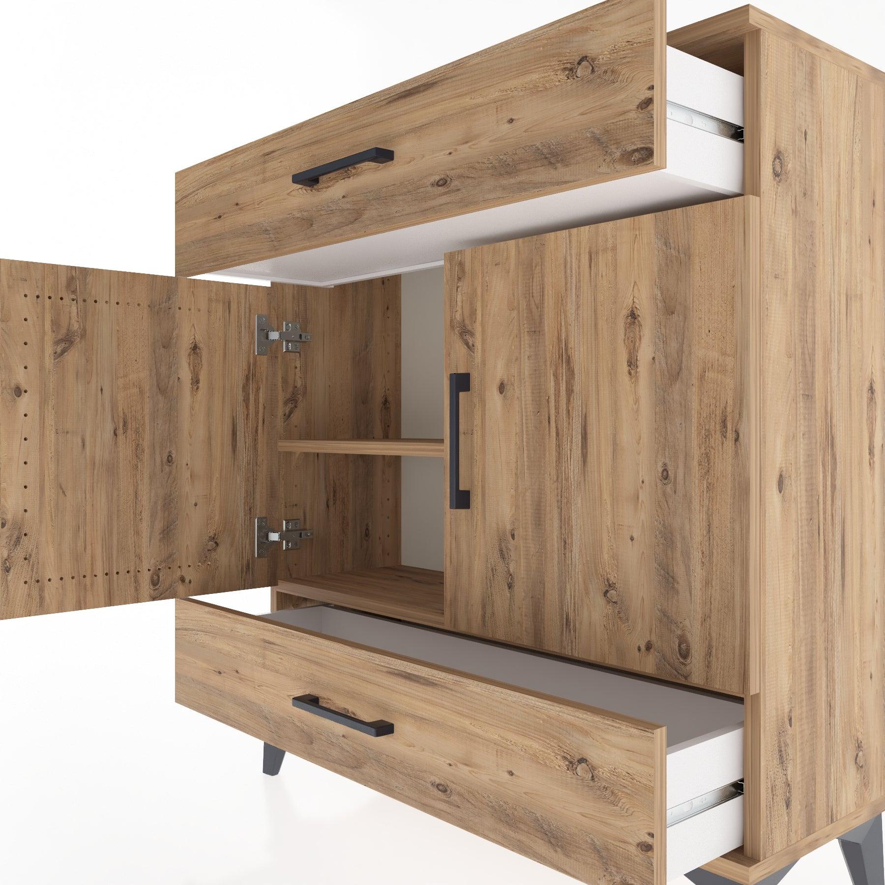 Woodntry Modular Dresser Pine 88x30x84 cm with Cover and Drawer KC64-3
