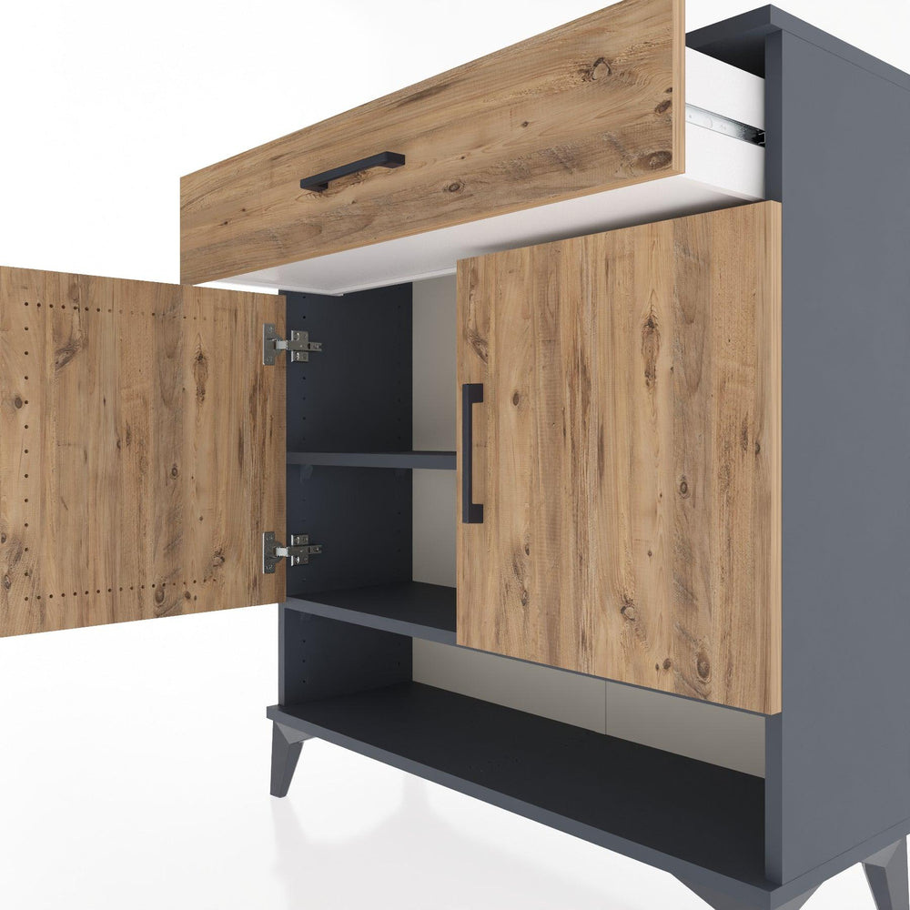 Woodntry Modüler Şifonyer Antrasit 88x30x84 cm Fonksiyonel F65-2