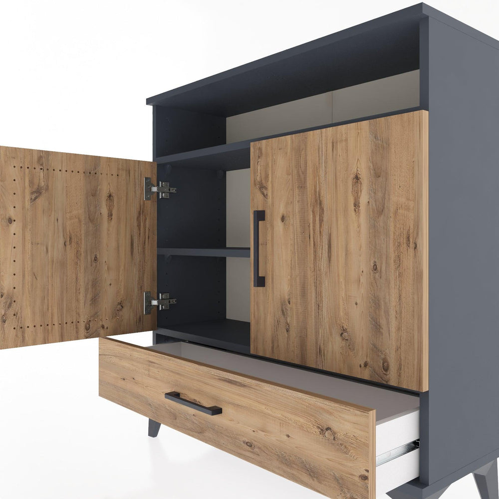 Woodntry Modüler Şifonyer Antrasit 88x30x84 cm Fonksiyonel F66-2