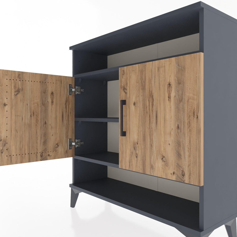 Woodntry Modüler Şifonyer Antrasit 88x30x84 cm Kapaklı ve Raflı KR67-2