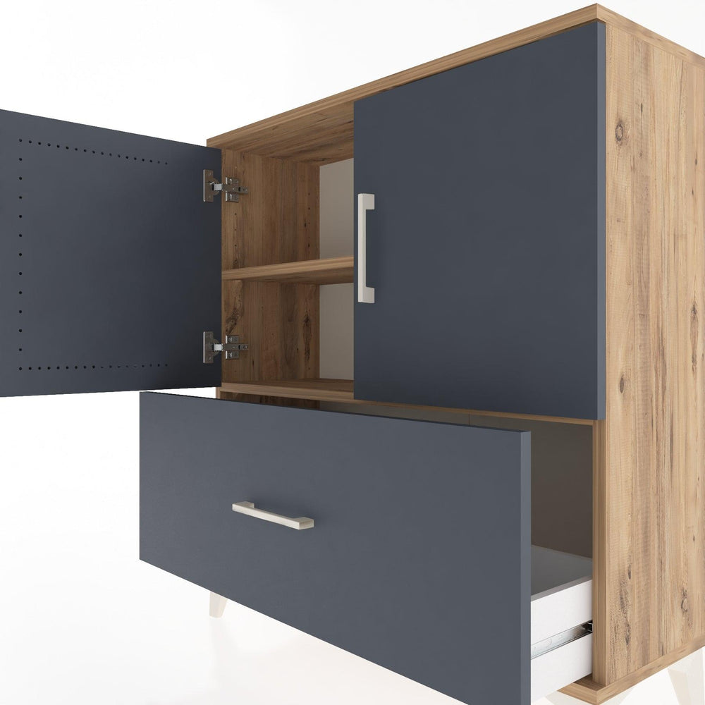 Woodntry Modüler Şifonyer Çam 88x30x84 cm Kapaklı ve Çekmeceli KC69-3