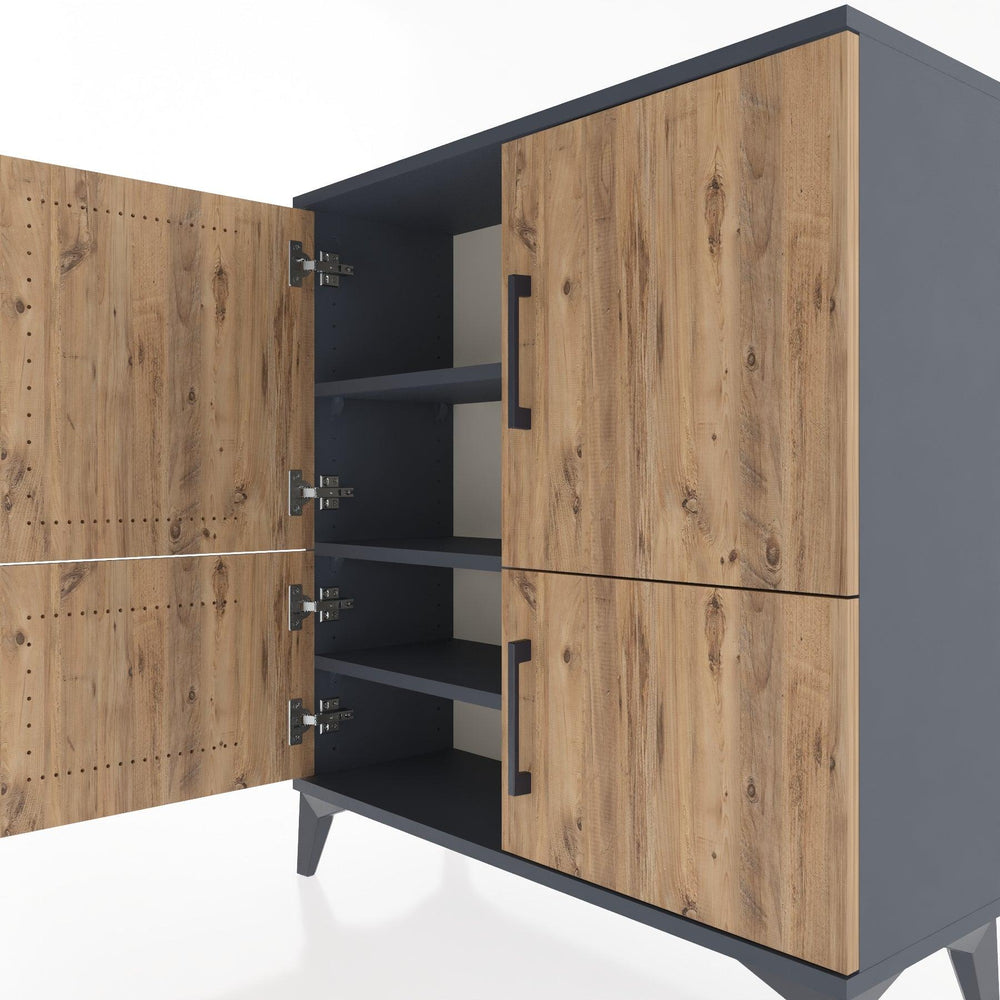 Woodntry Modüler Şifonyer Antrasit 88x30x84 cm Kapaklı K70-2