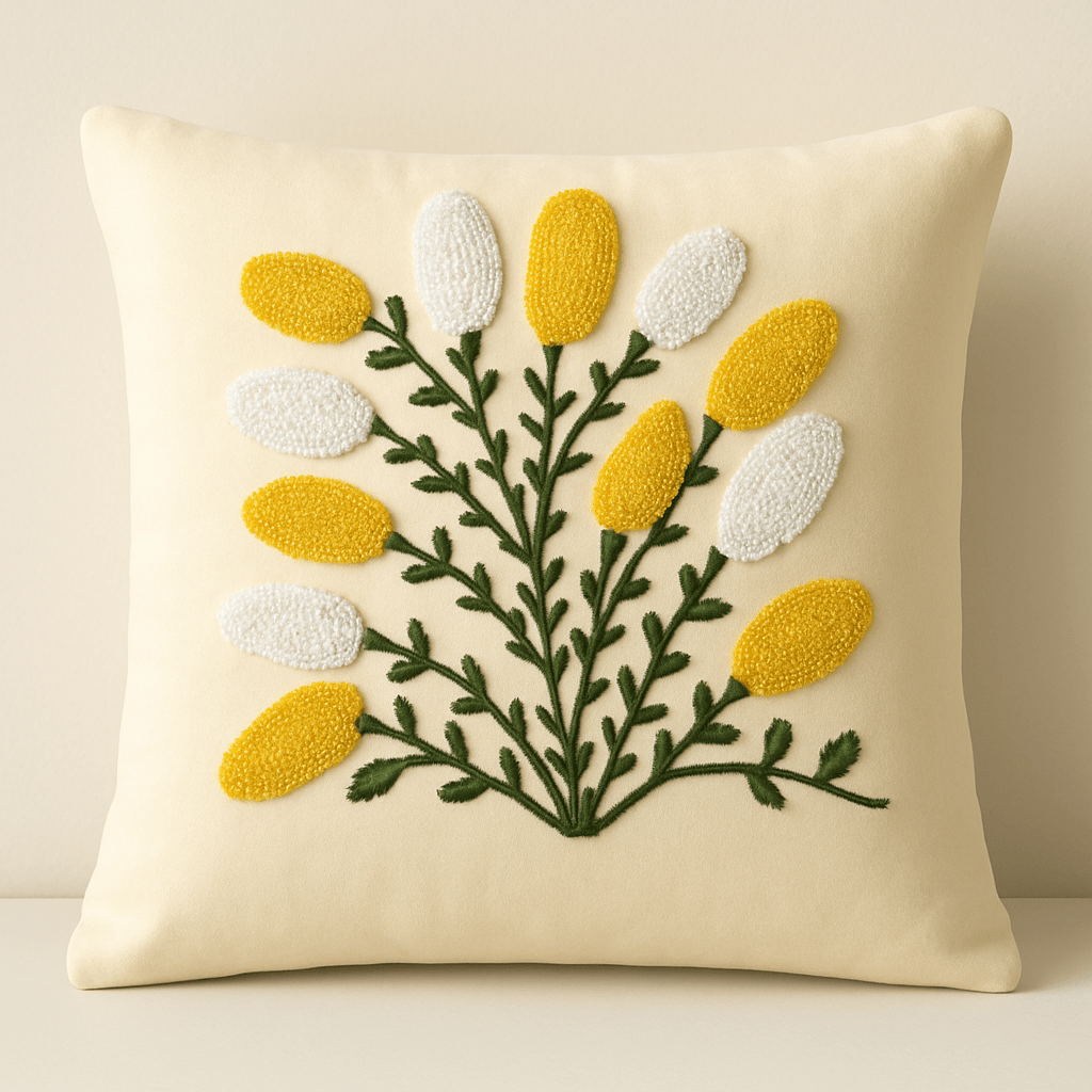 Woodnrty Handmade 30X30 cm Floral Patterned Punch Pillow Case
