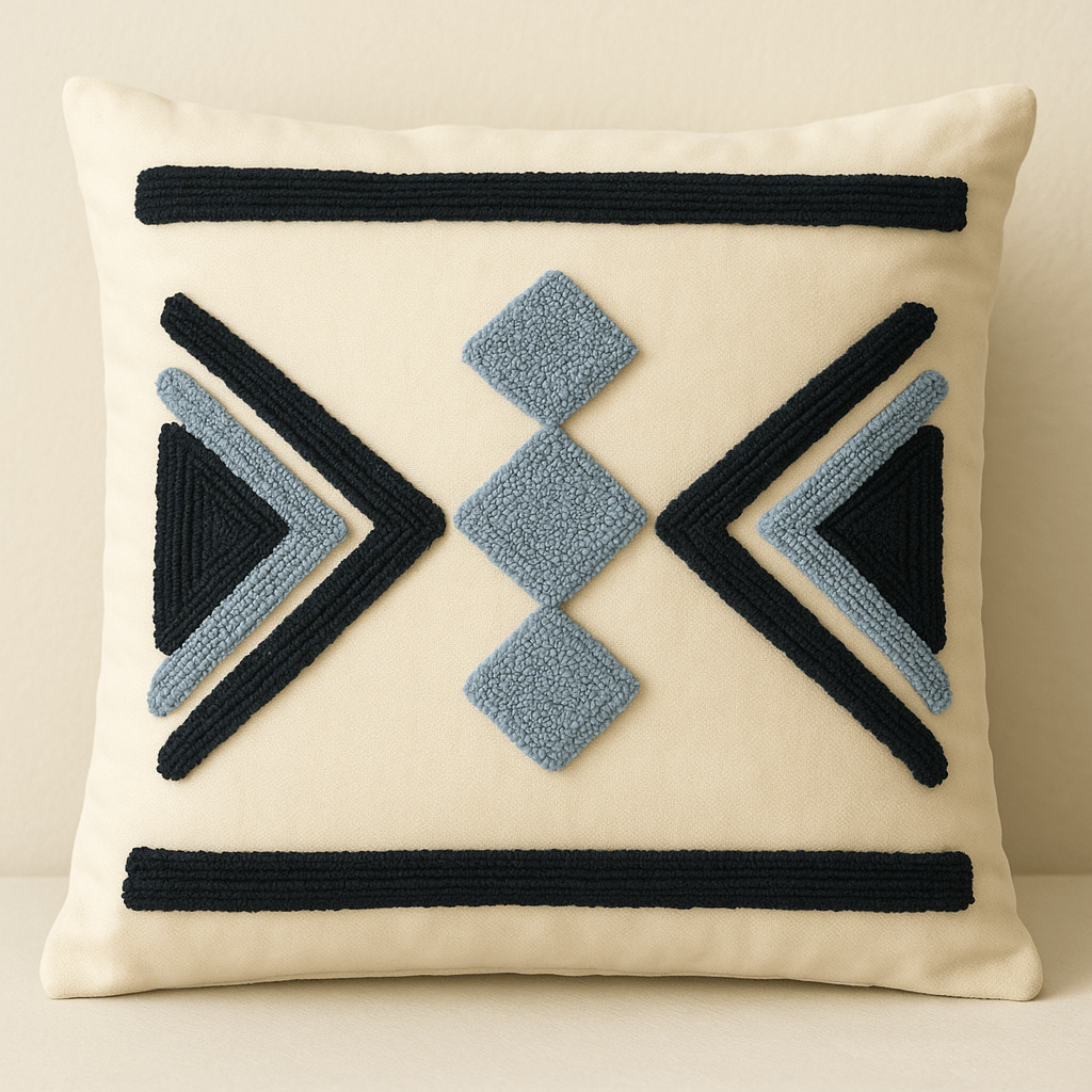 Woodnrty Handmade 30X30 cm Geometric Patterned Punch Pillow Case