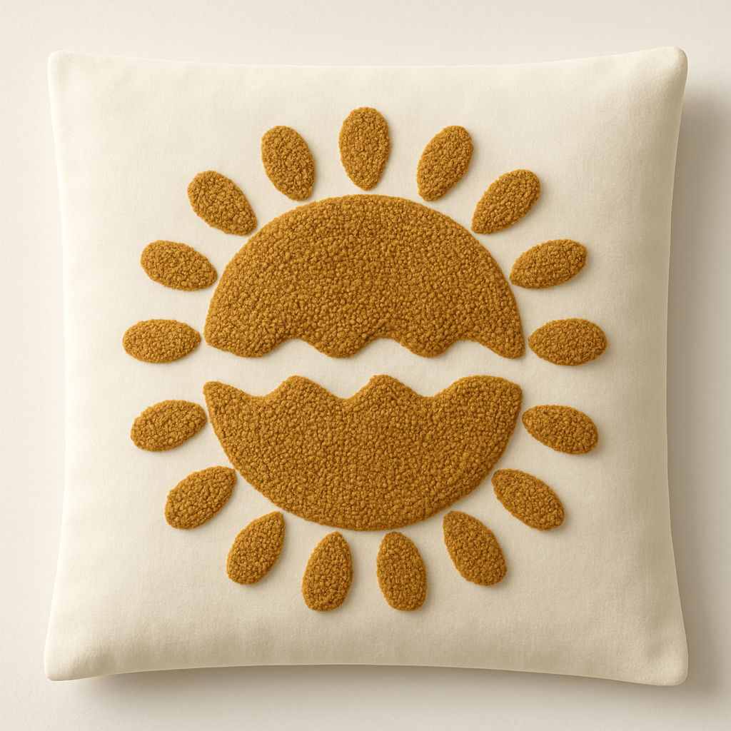 Woodnrty Handmade 30X30 cm Sun Patterned Punch Pillow Case