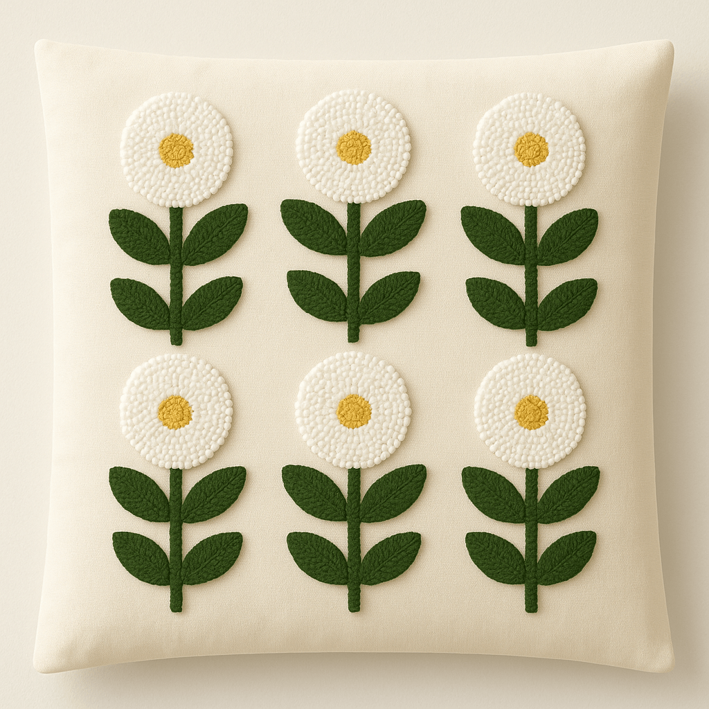 Woodnrty Handmade 30X30 cm Daisy Patterned Punch Pillow Case