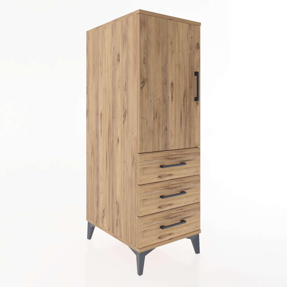 Woodntry Modüler Dolap Çam 44x30x122 cm Kapaklı ve Çekmeceli KC134-3