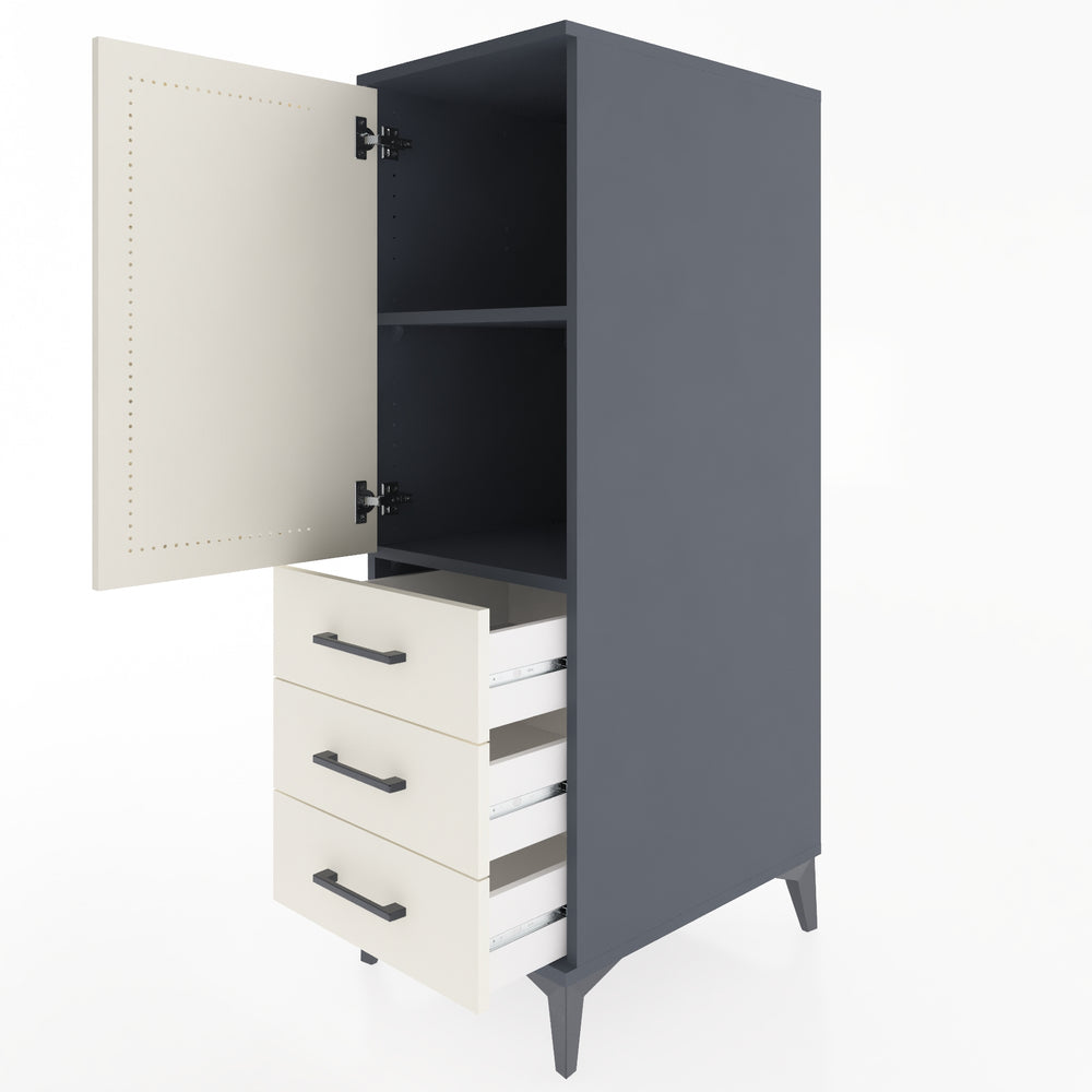 Woodntry Modular Cabinet Anthracite 44x59x122 cm with Doors and Drawers KC134-2