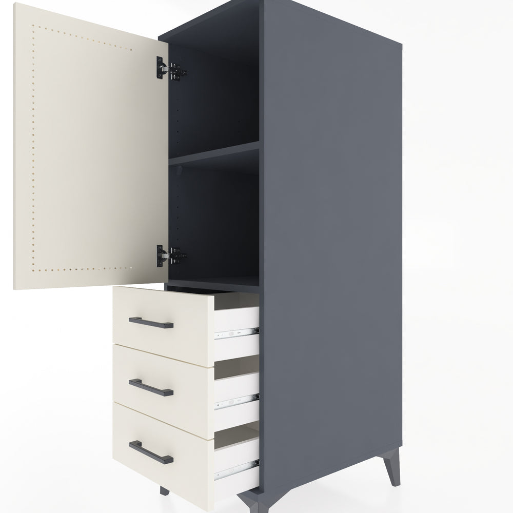 Woodntry Modular Cabinet Anthracite 44x59x122 cm with Doors and Drawers KC134-2